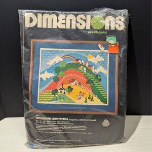 Vintage Dimensions Needlepoint "Patchwork Countryside"  Embroidery Kit 1982